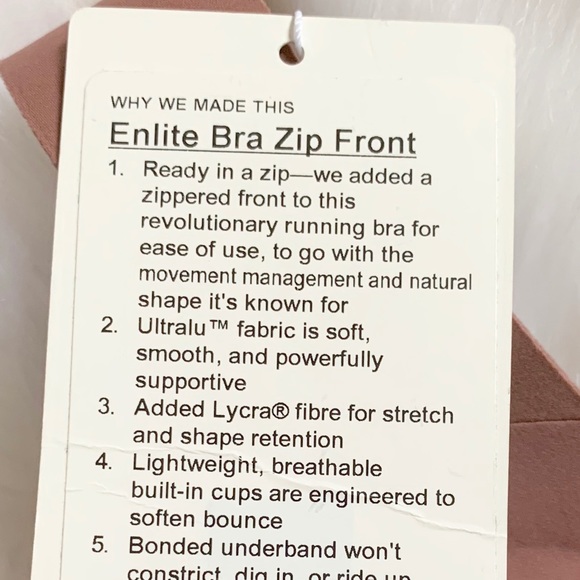 Enlite Bra zip front zipper lululemon 34E red dust - Picture 2 of 5
